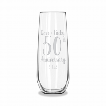 Angelic Anniversary | Personalized 8.5oz Stemless Champagne Flute